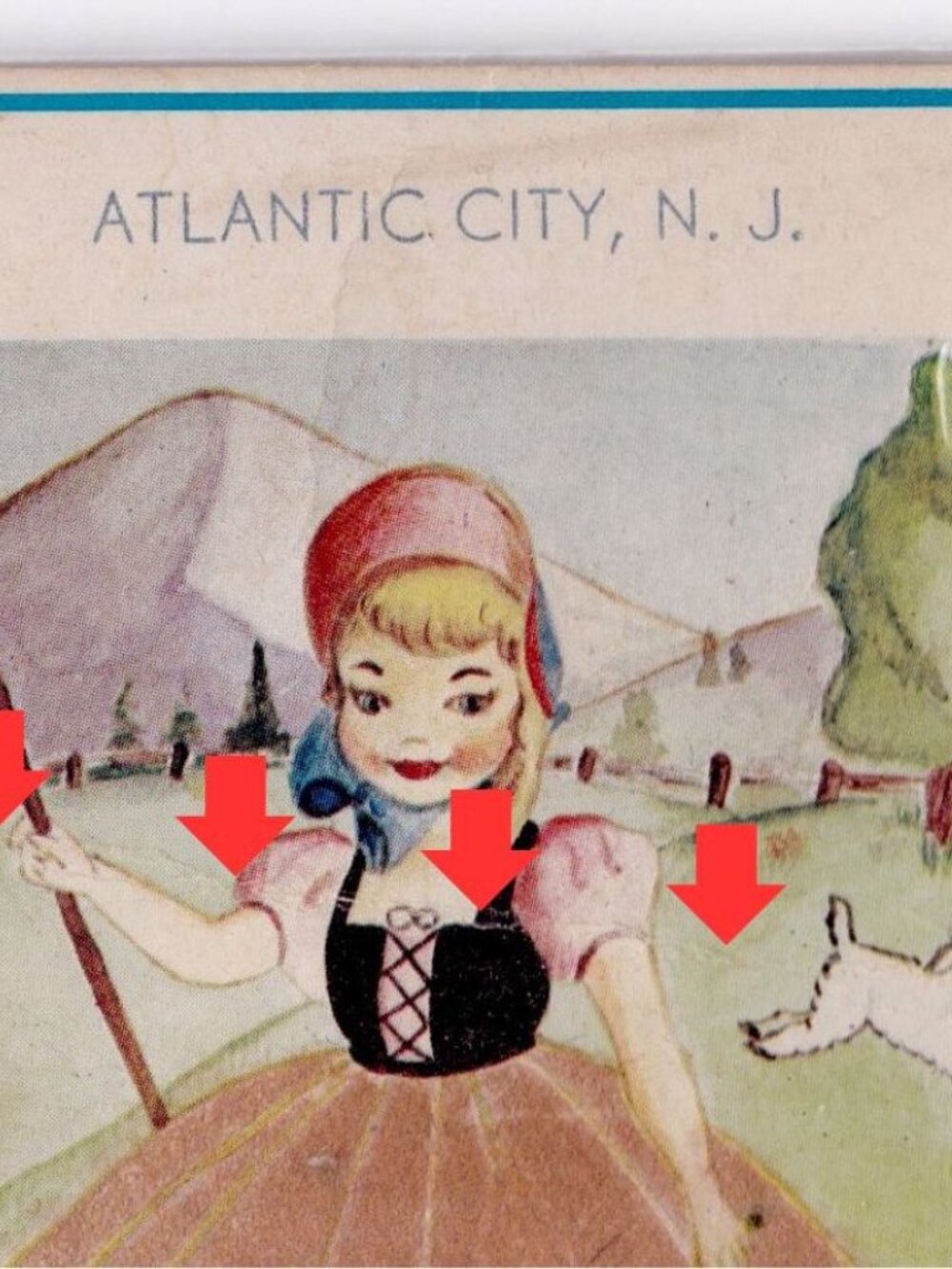 Vintage Fuzzy Skirt WEATHER MAID Humidity Postcard Atlantic City NJ Shore Studio - Picture 5 of 5